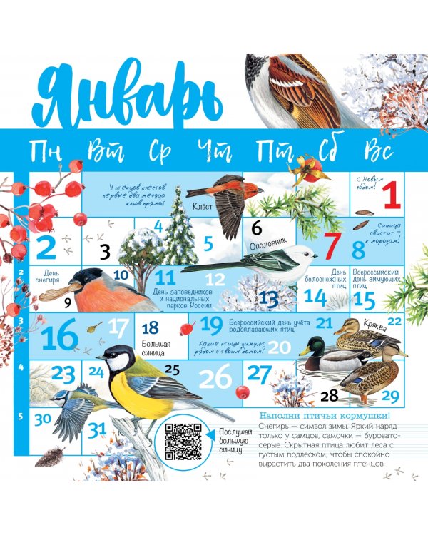 Птицы мира. Календарь для детей с голосами птиц 2023 год