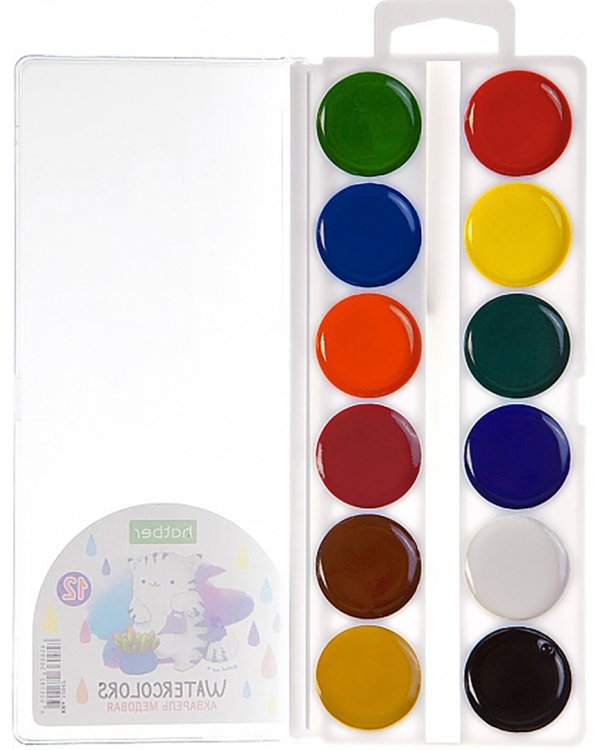 Акварель медовая Eco Приключения кота Пирожка, 12 цветов, без кисти