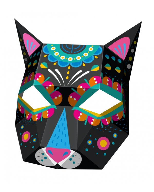 Полигональная маска Щенок и Кошечка