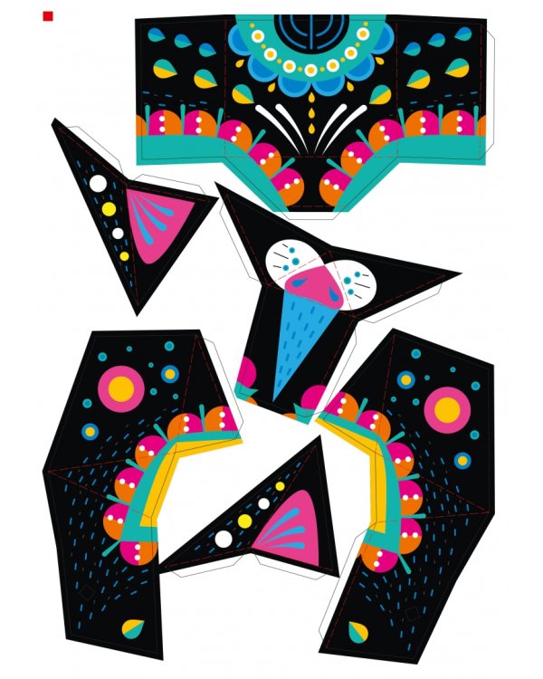 Полигональная маска Щенок и Кошечка