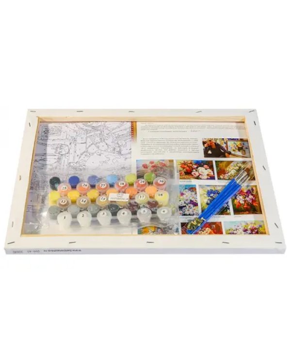 Живопись на холсте. Ромашки и васильки