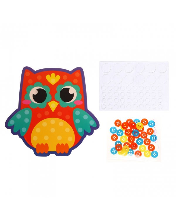 Аппликация пуговками Совушка
