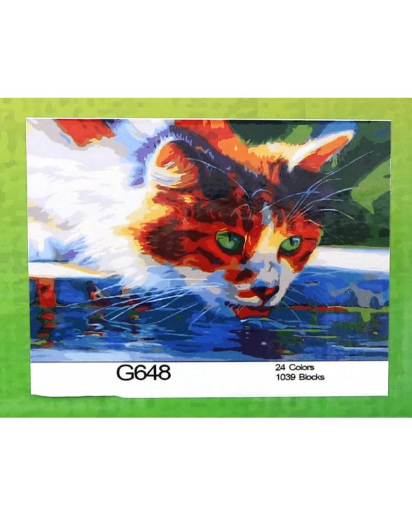 Холст для рисования по номерам. Котик у воды