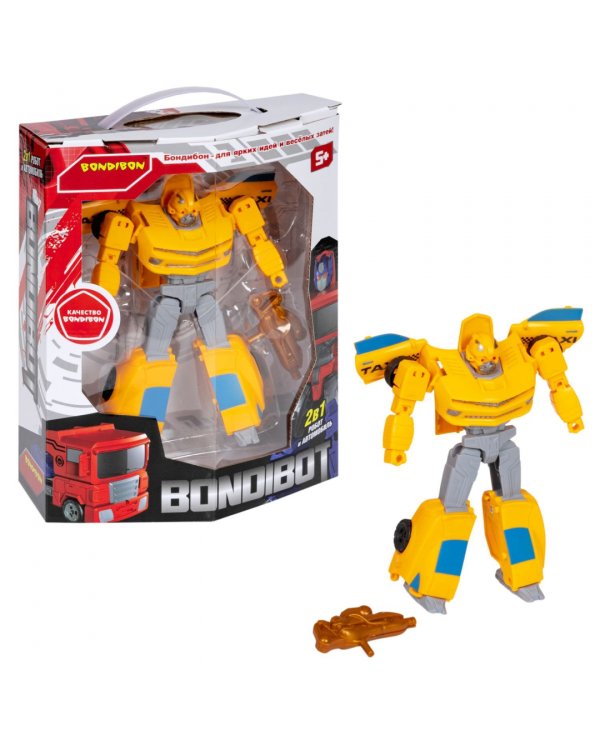 Трансформер 2 в 1 робот-автомобиль, жёлтое такси