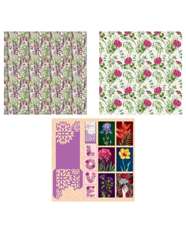 Бумага тематическая для скрапбукинга Ботанический сад, двухсторонняя, 12 листов )