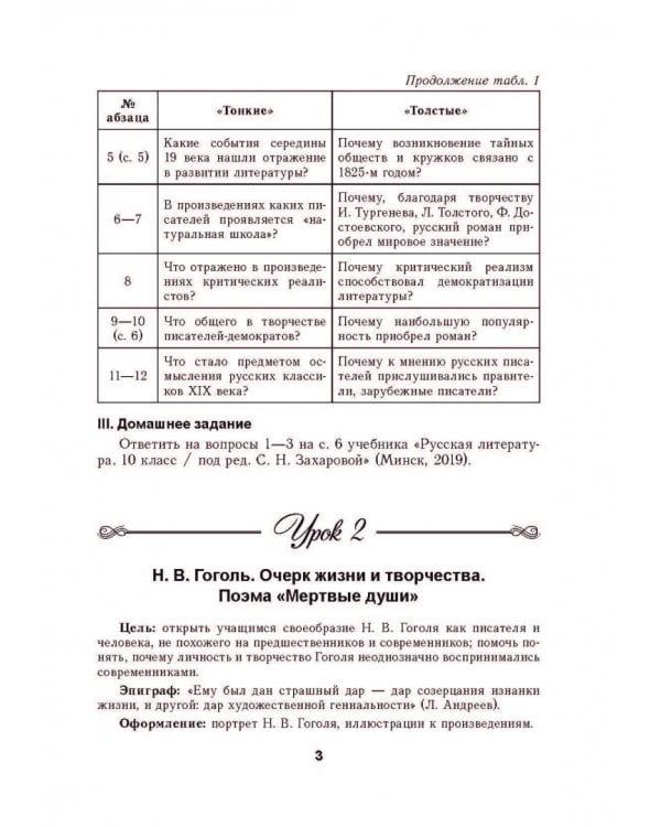 Русская литература. 10 класс. Планы-конспекты уроков. I полугодие