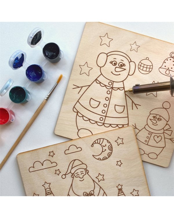 Набор досок для выжигания Новогодняя сказка, 5 штук