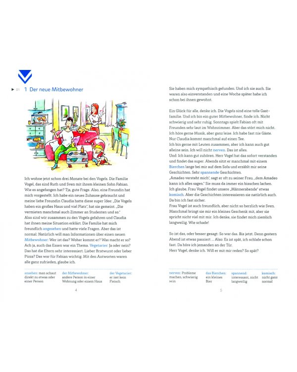 Der neue Mitbewohner und andere Geschichten. А1. Lekture mit Audios online