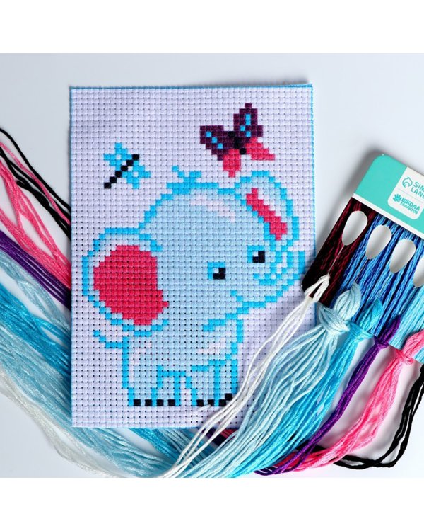 Вышивка крестиком Слоник и бабочка