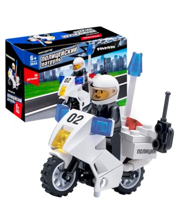 Конструктор. Полицейский патруль. Мотоцикл, 30 деталей