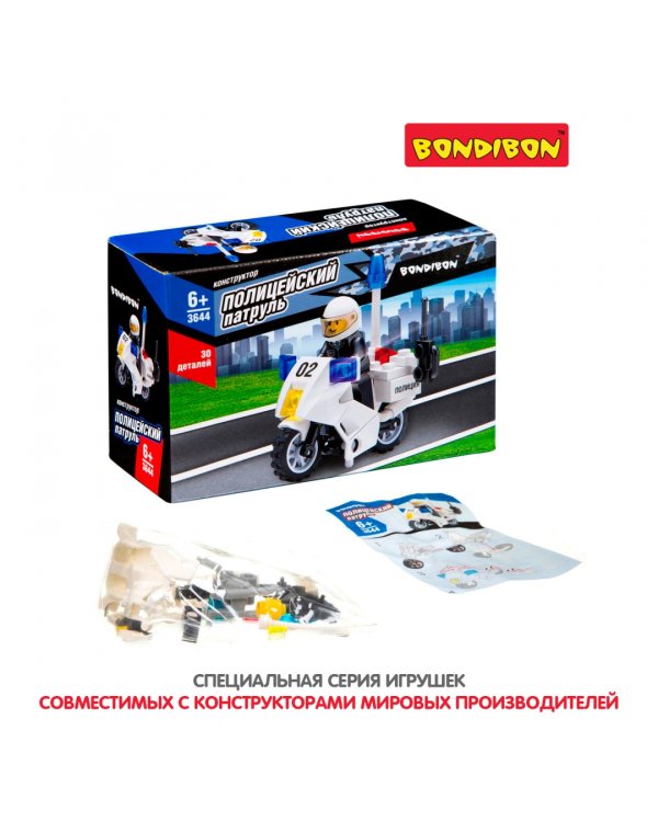 Конструктор. Полицейский патруль. Мотоцикл, 30 деталей