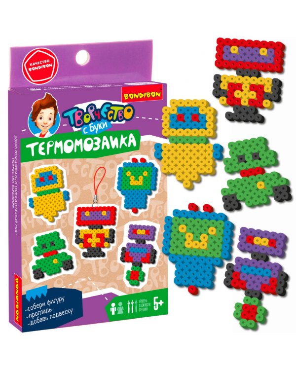 Термомозаика Роботы, с подвесками для брелоков