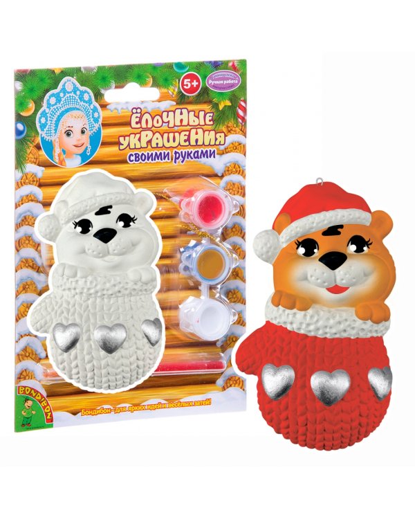 Елочные украшения своими руками. Тигренок в варежке