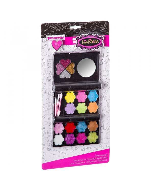 Набор декоративной косметики. Косметичка прямоугольная, черная