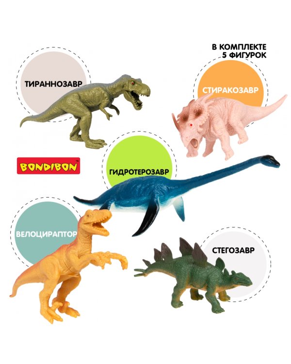 Набор фигурок Динозавры, 5 игрушек