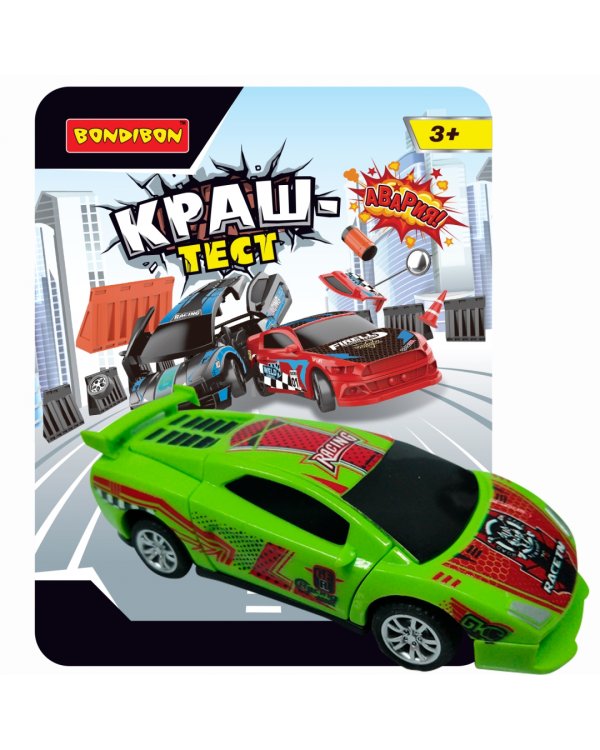 Инерционная машинка Краш-тест, зелёная