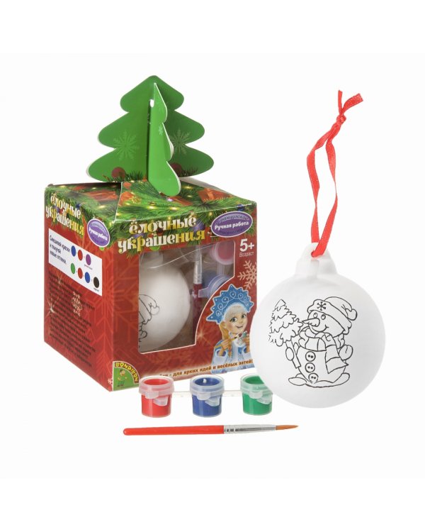 Ёлочные украшения своими руками. Шар со снеговичком