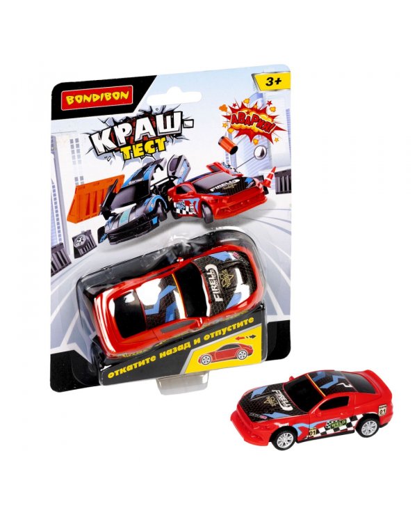 Инерционная машинка Краш-тест, красная