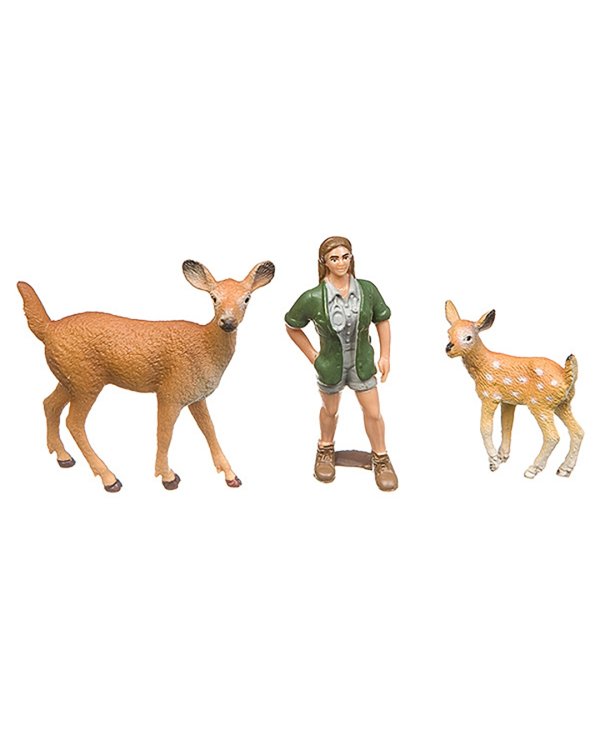 Набор игровых фигурок. Зоолог, олениха с оленёнком