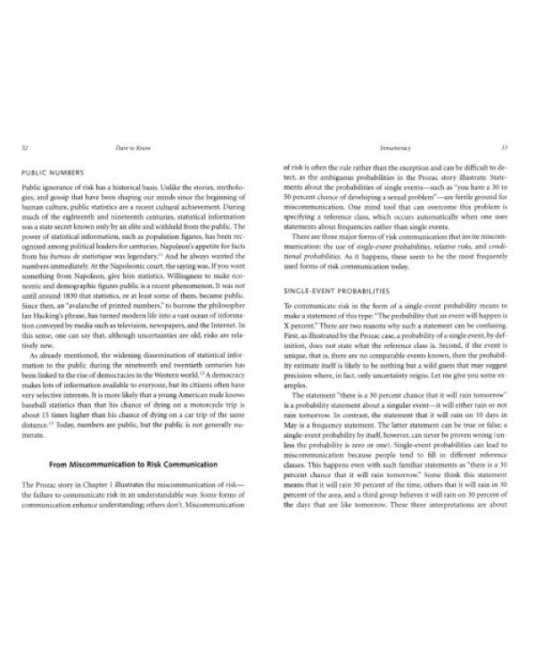 Reckoning with Risk. Learning to Live with Uncertainty