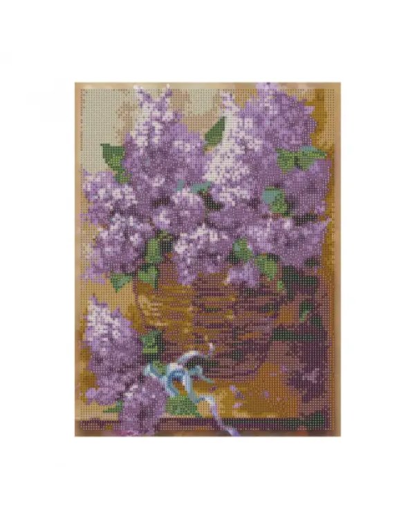 Алмазная мозаика Сирень в корзине, 30х40, с подрамником