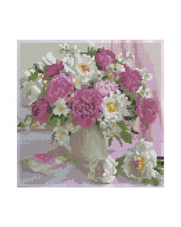 Алмазная мозаика Весенние пионы, 30х30, с подрамником