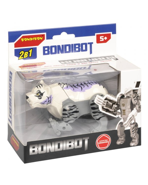 Трансформер Bondibot 2 в 1, Робот - белый Тигр