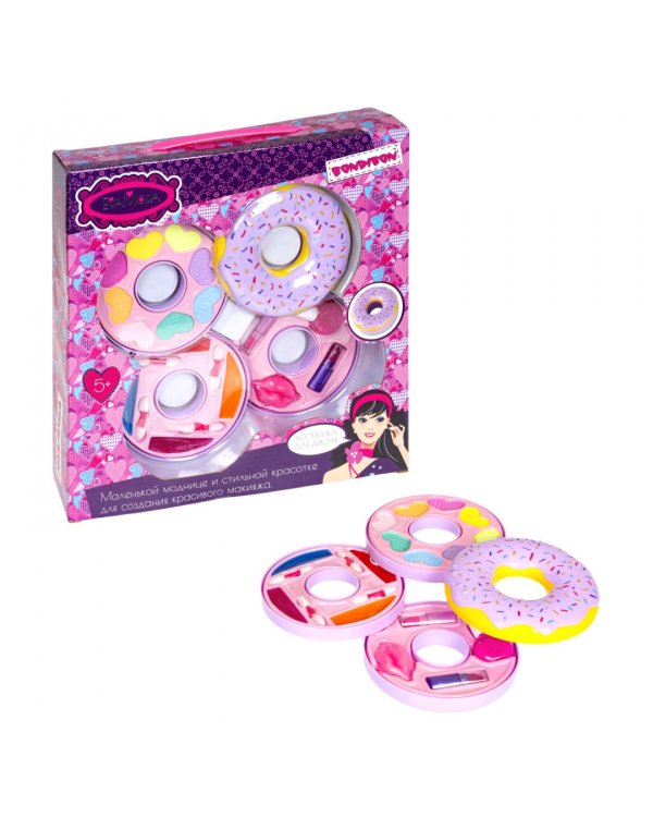 Набор детской декоративной косметики. Косметичка-пончик