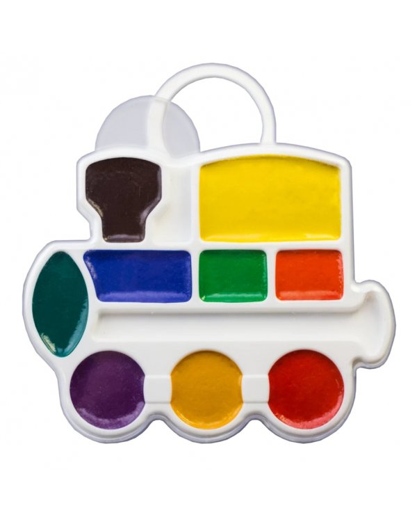 Акварель медовая Кроха. Паровозик, 9 цветов, без кисти