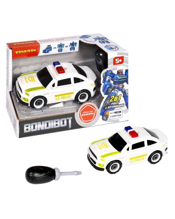 Трансформер Bondibot, 2 в 1, Робот-автомобиль, полиция