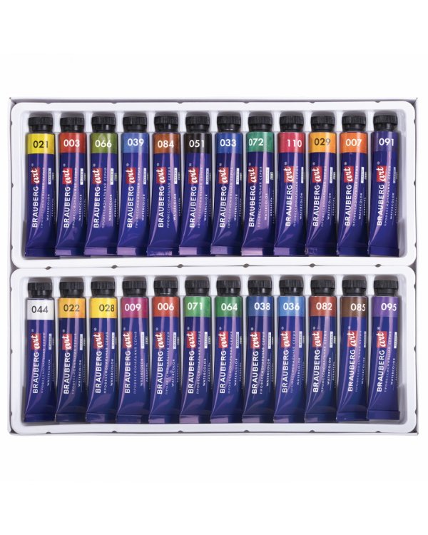 Акварель художественная, 24 цвета, в тубах