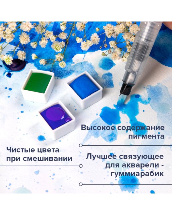Акварель художественная, 24 цвета, в кюветах
