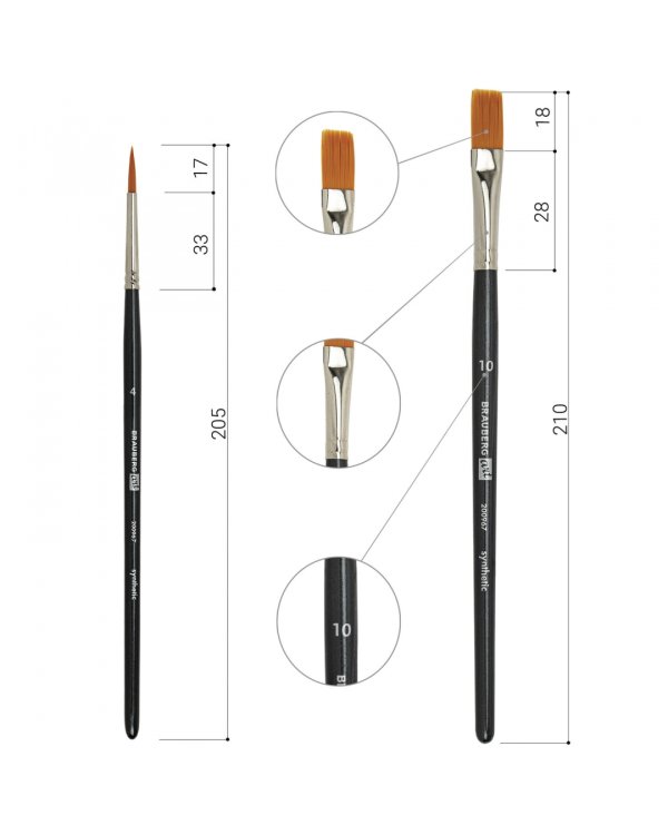 Кисти художественные Art Classic, № 0-20, 12 штук, синтетика
