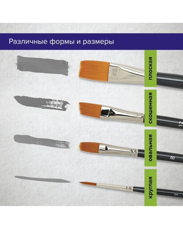 Кисти художественные Art Classic, № 0-20, 12 штук, синтетика