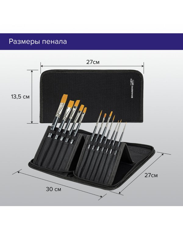 Кисти художественные Art Classic, № 0-20, 12 штук, синтетика