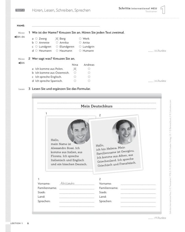 Schritte international Neu 1+2. Testtrainer mit Audio-CD. Kopiervorlagen. Deutsch als Fremdsprache