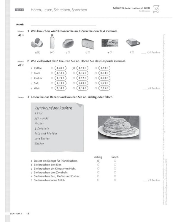 Schritte international Neu 1+2. Testtrainer mit Audio-CD. Kopiervorlagen. Deutsch als Fremdsprache