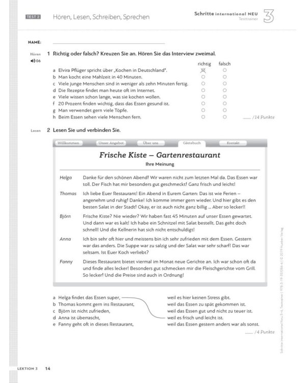 Schritte international Neu 3+4. Testtrainer mit Audio-CD. Kopiervorlagen. Deutsch als Fremdsprache