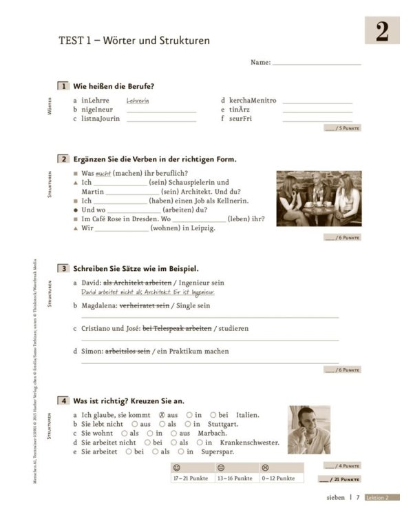 Menschen A1. Testtrainer mit Audio-CD. Kopiervorlage. Deutsch als Fremdsprache