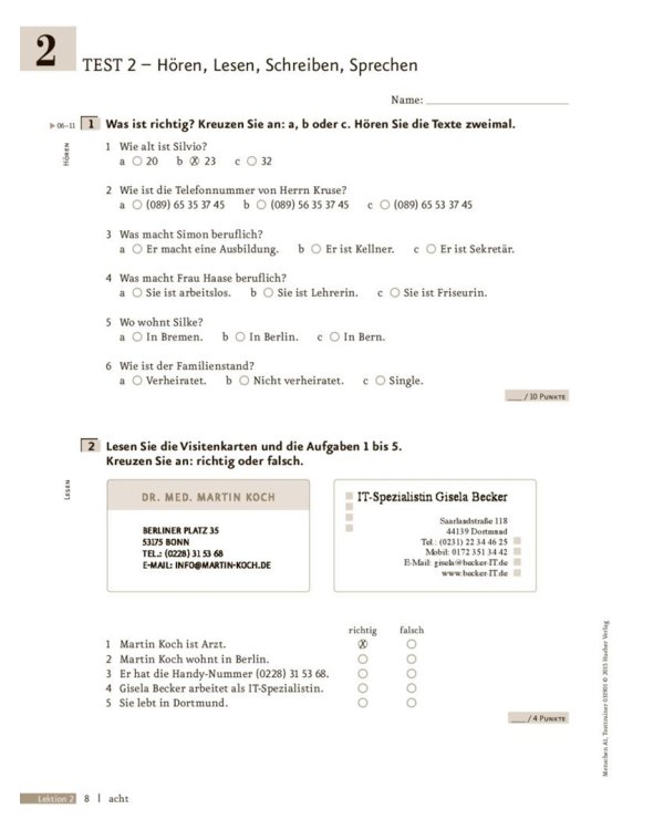 Menschen A1. Testtrainer mit Audio-CD. Kopiervorlage. Deutsch als Fremdsprache