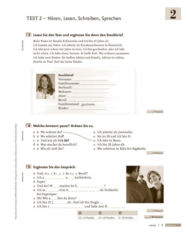 Menschen A1. Testtrainer mit Audio-CD. Kopiervorlage. Deutsch als Fremdsprache