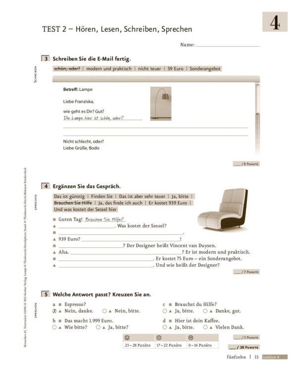 Menschen A1. Testtrainer mit Audio-CD. Kopiervorlage. Deutsch als Fremdsprache