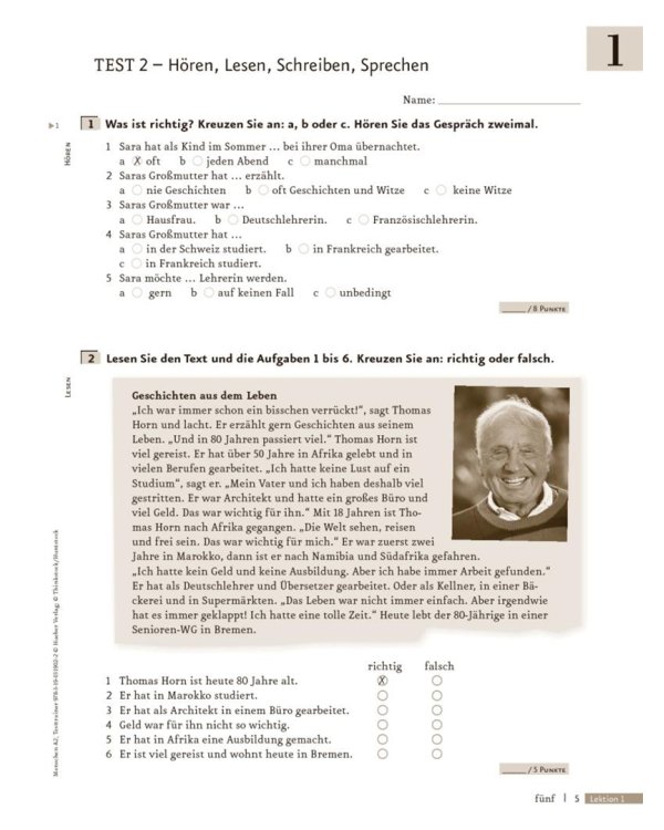 Menschen A2. Testtrainer mit Audio-CD. Kopiervorlage. Deutsch als Fremdsprache