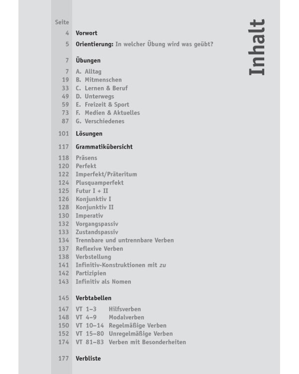 Deutsch üben. Verb-Trainer. Das richtige Verb in der richtigen Form