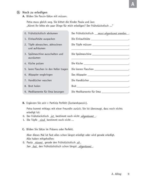 Deutsch üben. Verb-Trainer. Das richtige Verb in der richtigen Form