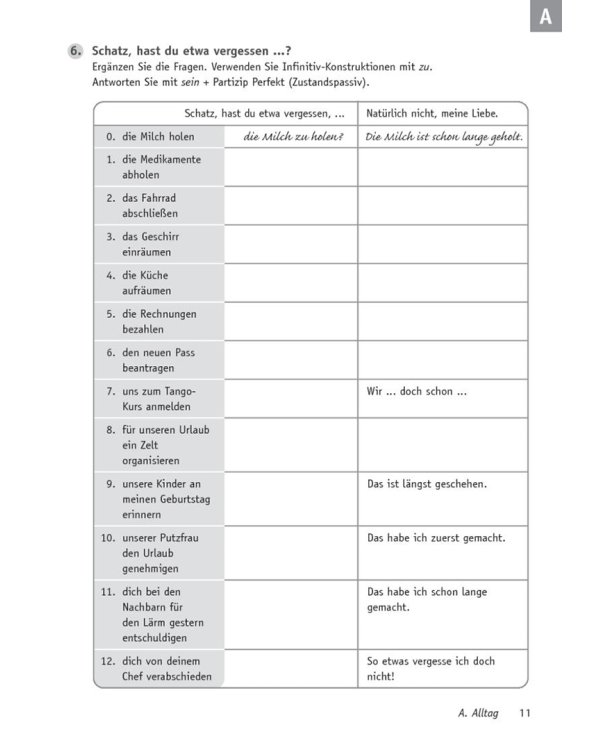 Deutsch üben. Verb-Trainer. Das richtige Verb in der richtigen Form