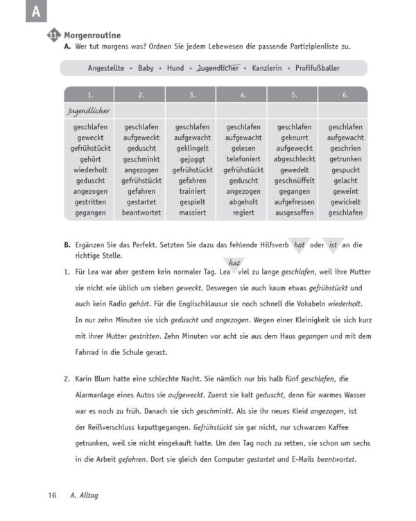 Deutsch üben. Verb-Trainer. Das richtige Verb in der richtigen Form