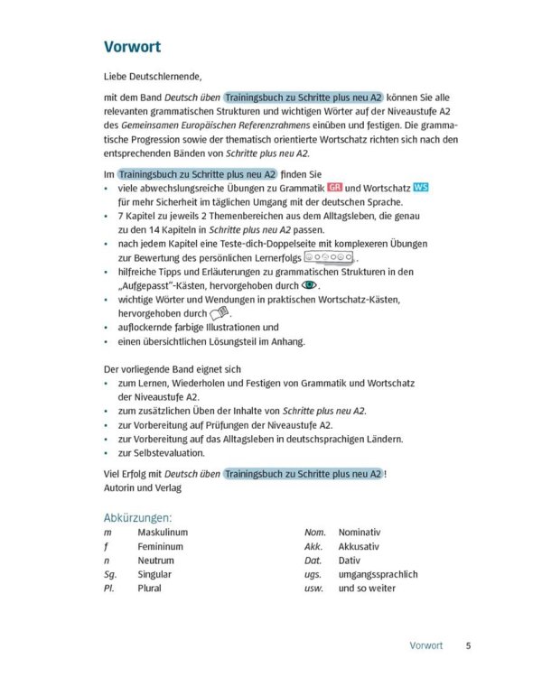 Deutsch üben. Trainingsbuch zu Schritte plus neu A2