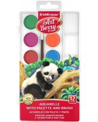 Краски акварельные, 12 цветов, с палитрой и кистью