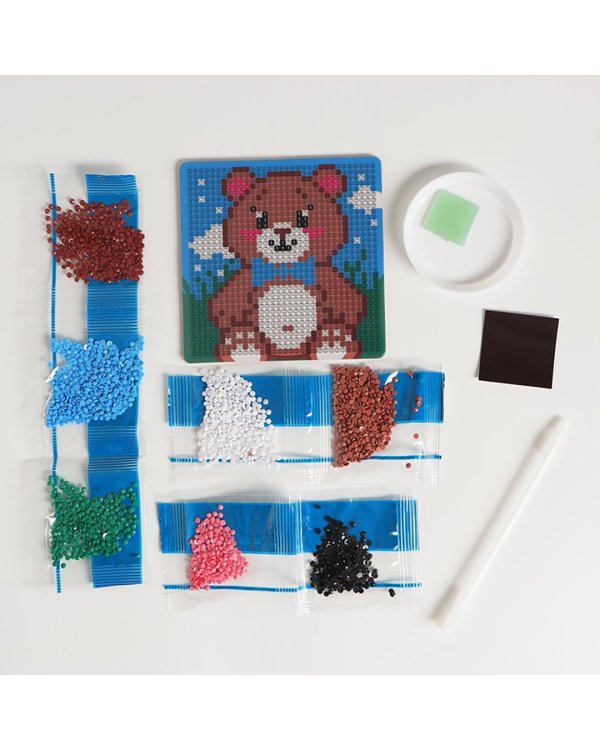 Алмазная мозаика-магнит для детей. Медвежонок